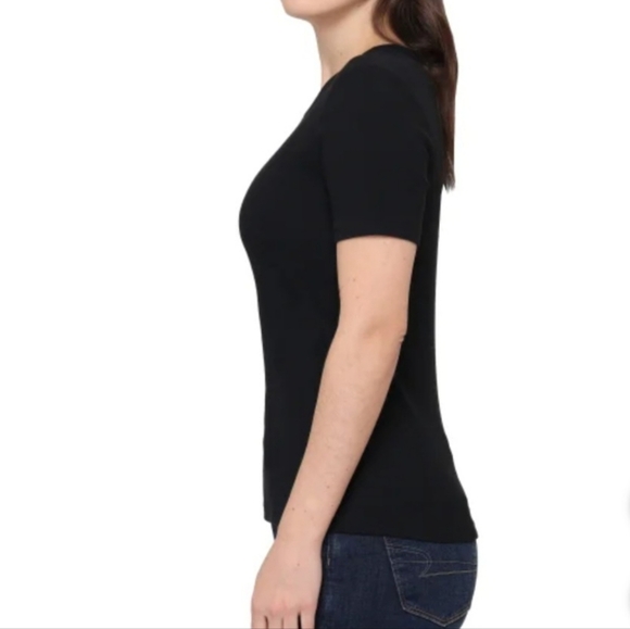 Tahari Ladies Ribbed Cotton T-shirt Women's Size Small Tee Black White 2 Pack - Picture 4 of 14